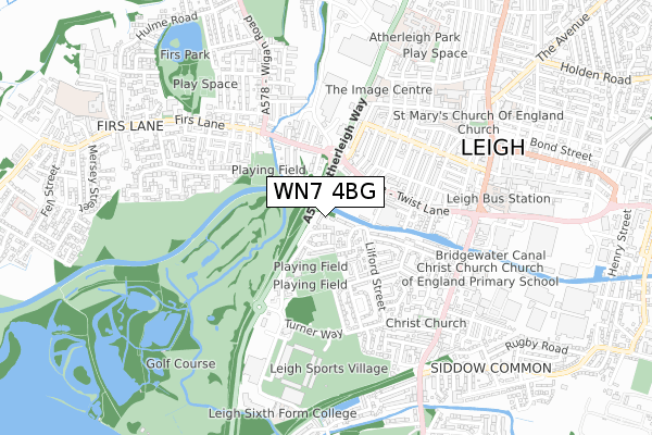 WN7 4BG map - small scale - OS Open Zoomstack (Ordnance Survey)