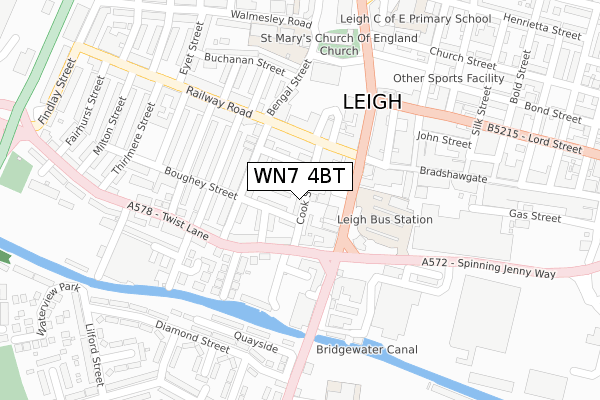 WN7 4BT map - large scale - OS Open Zoomstack (Ordnance Survey)