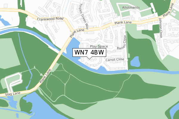 WN7 4BW map - large scale - OS Open Zoomstack (Ordnance Survey)