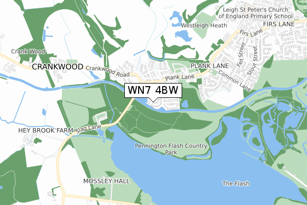 WN7 4BW map - small scale - OS Open Zoomstack (Ordnance Survey)