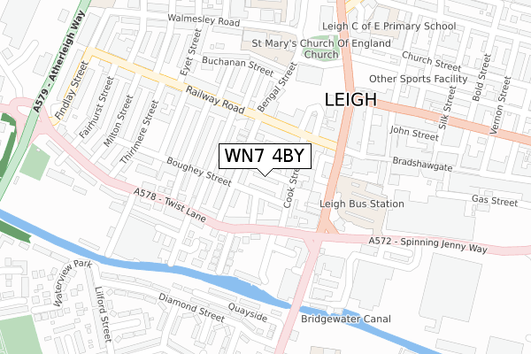 WN7 4BY map - large scale - OS Open Zoomstack (Ordnance Survey)