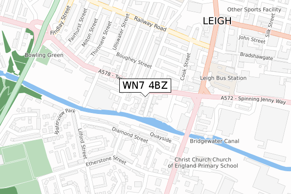 WN7 4BZ map - large scale - OS Open Zoomstack (Ordnance Survey)