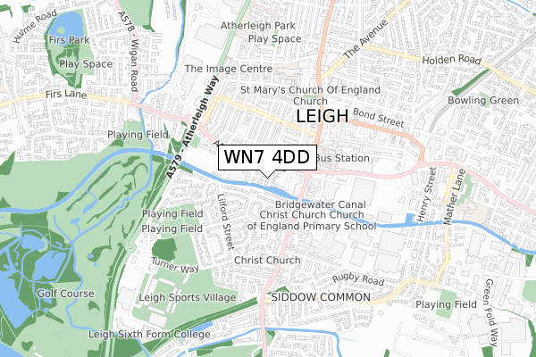 WN7 4DD map - small scale - OS Open Zoomstack (Ordnance Survey)