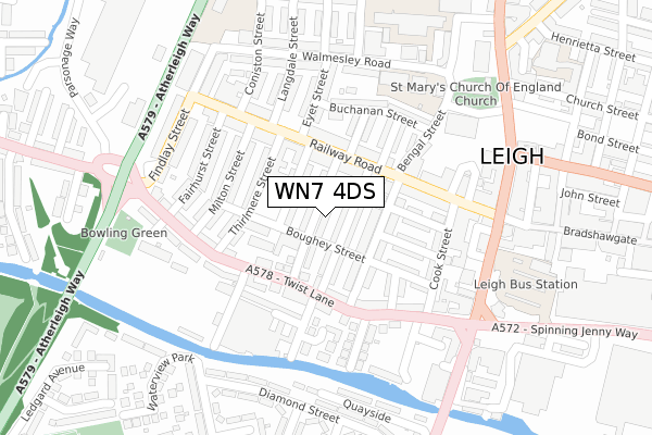 WN7 4DS map - large scale - OS Open Zoomstack (Ordnance Survey)