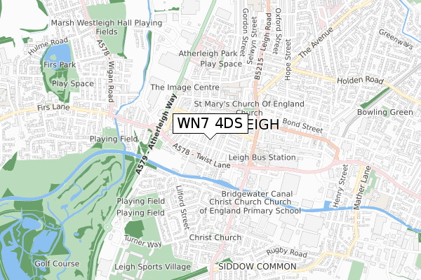 WN7 4DS map - small scale - OS Open Zoomstack (Ordnance Survey)