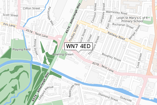 WN7 4ED map - large scale - OS Open Zoomstack (Ordnance Survey)