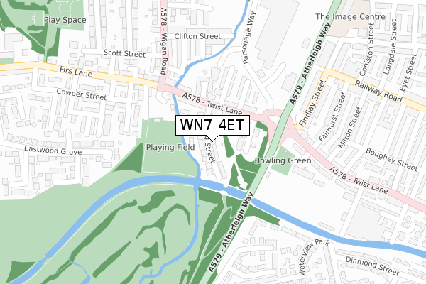 WN7 4ET map - large scale - OS Open Zoomstack (Ordnance Survey)