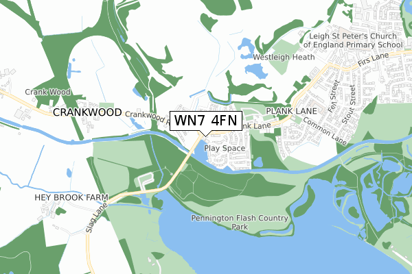 WN7 4FN map - small scale - OS Open Zoomstack (Ordnance Survey)