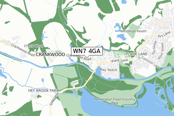 WN7 4GA map - small scale - OS Open Zoomstack (Ordnance Survey)