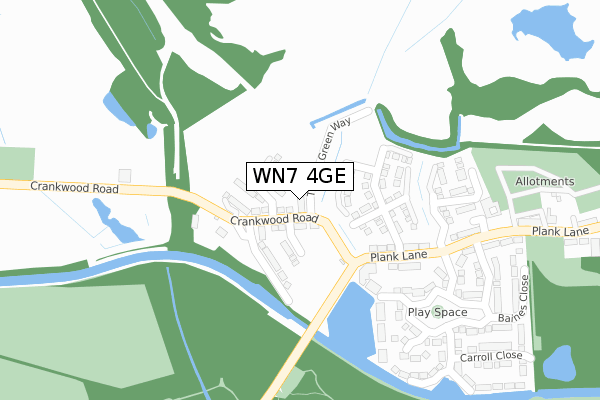 WN7 4GE map - large scale - OS Open Zoomstack (Ordnance Survey)