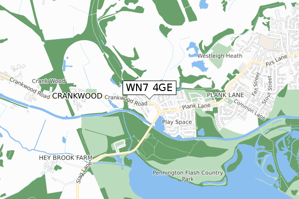 WN7 4GE map - small scale - OS Open Zoomstack (Ordnance Survey)