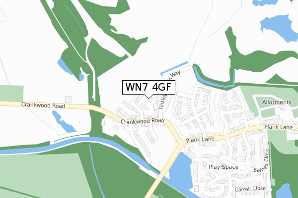 WN7 4GF map - large scale - OS Open Zoomstack (Ordnance Survey)