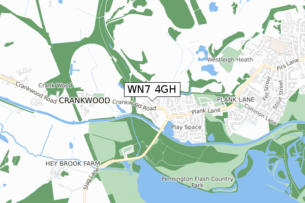 WN7 4GH map - small scale - OS Open Zoomstack (Ordnance Survey)