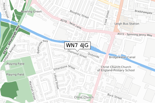 WN7 4JG map - large scale - OS Open Zoomstack (Ordnance Survey)