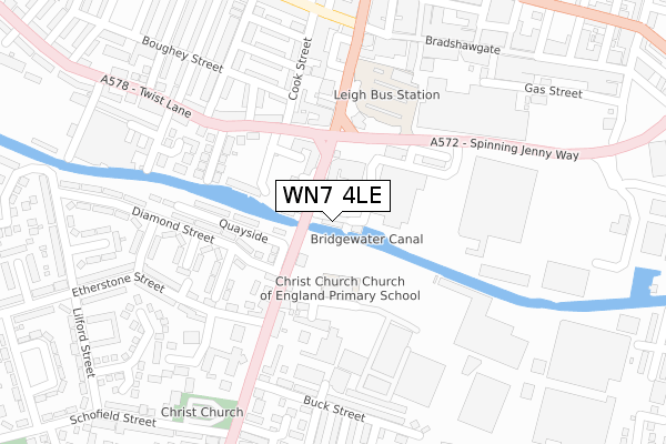 WN7 4LE map - large scale - OS Open Zoomstack (Ordnance Survey)