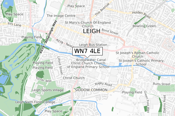 WN7 4LE map - small scale - OS Open Zoomstack (Ordnance Survey)