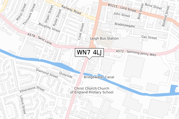 WN7 4LJ map - large scale - OS Open Zoomstack (Ordnance Survey)