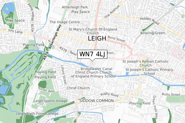 WN7 4LJ map - small scale - OS Open Zoomstack (Ordnance Survey)