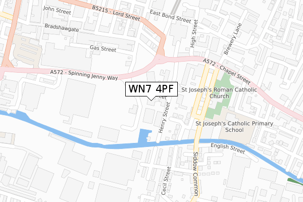 WN7 4PF map - large scale - OS Open Zoomstack (Ordnance Survey)