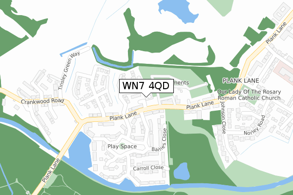 WN7 4QD map - large scale - OS Open Zoomstack (Ordnance Survey)