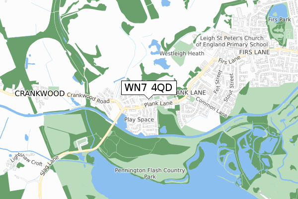 WN7 4QD map - small scale - OS Open Zoomstack (Ordnance Survey)