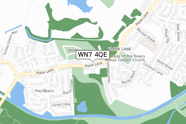 WN7 4QE map - large scale - OS Open Zoomstack (Ordnance Survey)