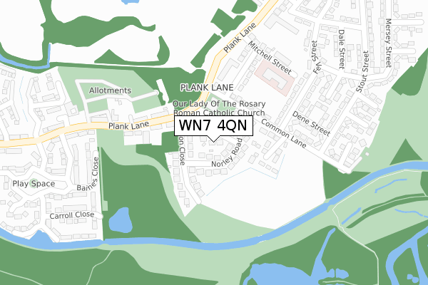 WN7 4QN map - large scale - OS Open Zoomstack (Ordnance Survey)