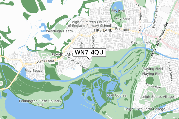 WN7 4QU map - small scale - OS Open Zoomstack (Ordnance Survey)