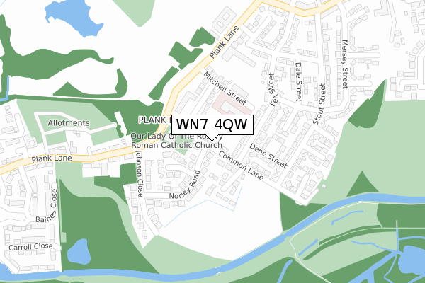 WN7 4QW map - large scale - OS Open Zoomstack (Ordnance Survey)