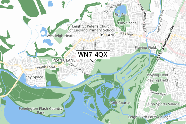 WN7 4QX map - small scale - OS Open Zoomstack (Ordnance Survey)