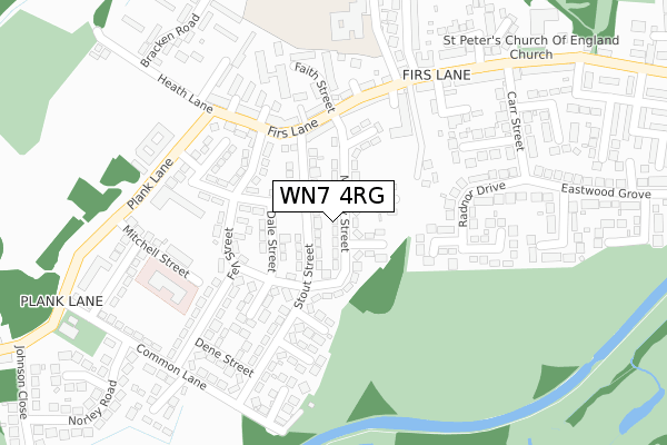 WN7 4RG map - large scale - OS Open Zoomstack (Ordnance Survey)