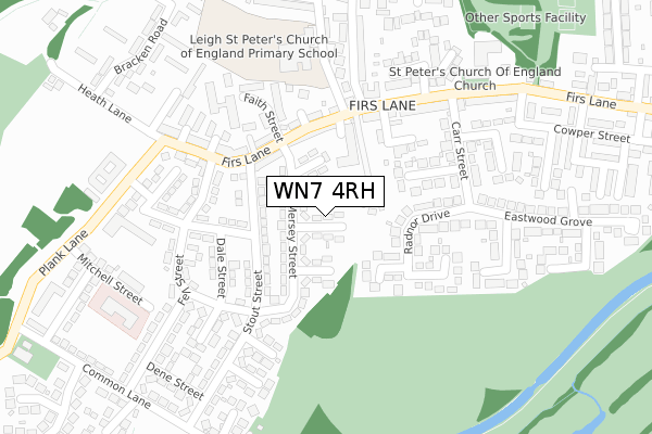 WN7 4RH map - large scale - OS Open Zoomstack (Ordnance Survey)