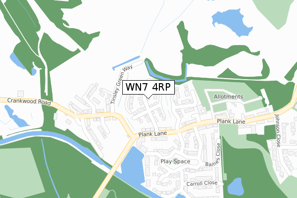 WN7 4RP map - large scale - OS Open Zoomstack (Ordnance Survey)