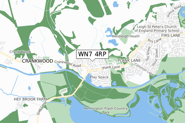 WN7 4RP map - small scale - OS Open Zoomstack (Ordnance Survey)