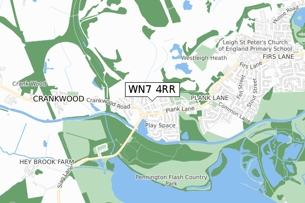 WN7 4RR map - small scale - OS Open Zoomstack (Ordnance Survey)