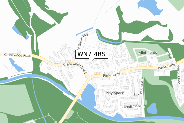 WN7 4RS map - large scale - OS Open Zoomstack (Ordnance Survey)