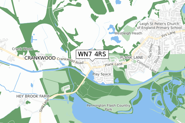 WN7 4RS map - small scale - OS Open Zoomstack (Ordnance Survey)