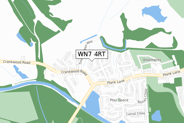 WN7 4RT map - large scale - OS Open Zoomstack (Ordnance Survey)