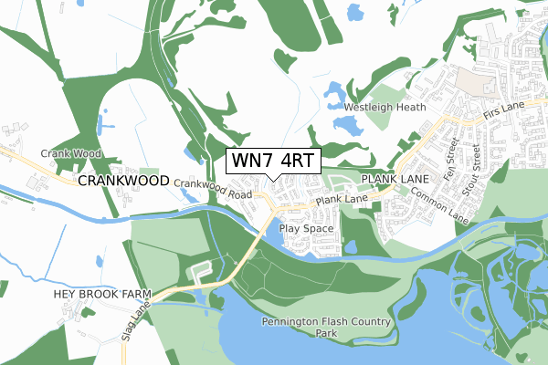 WN7 4RT map - small scale - OS Open Zoomstack (Ordnance Survey)