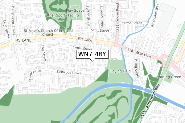 WN7 4RY map - large scale - OS Open Zoomstack (Ordnance Survey)