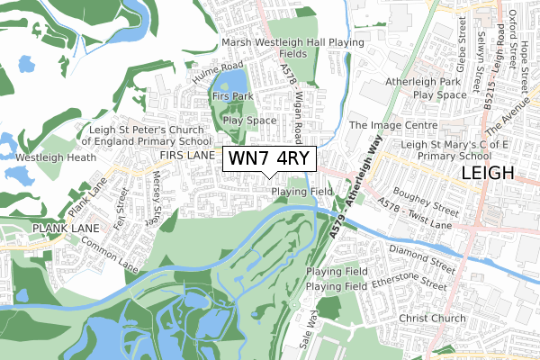 WN7 4RY map - small scale - OS Open Zoomstack (Ordnance Survey)