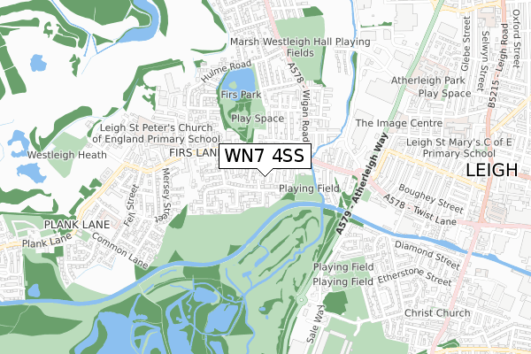 WN7 4SS map - small scale - OS Open Zoomstack (Ordnance Survey)