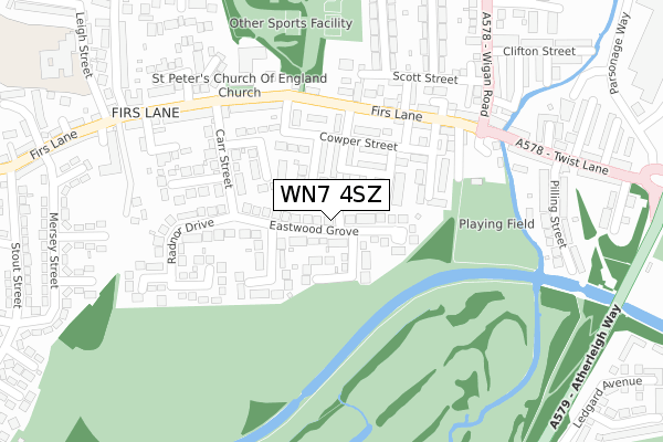 WN7 4SZ map - large scale - OS Open Zoomstack (Ordnance Survey)