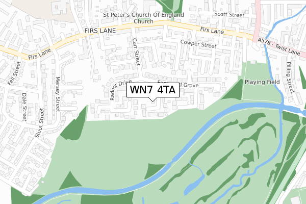 WN7 4TA map - large scale - OS Open Zoomstack (Ordnance Survey)