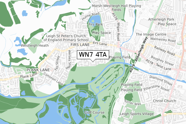 WN7 4TA map - small scale - OS Open Zoomstack (Ordnance Survey)