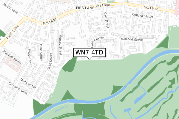 WN7 4TD map - large scale - OS Open Zoomstack (Ordnance Survey)