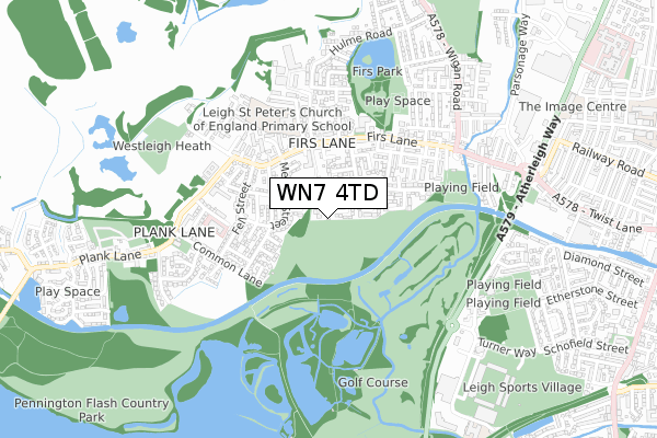 WN7 4TD map - small scale - OS Open Zoomstack (Ordnance Survey)