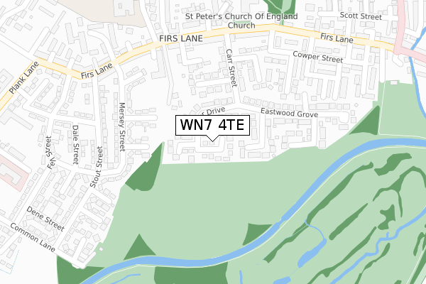 WN7 4TE map - large scale - OS Open Zoomstack (Ordnance Survey)