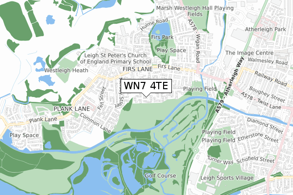 WN7 4TE map - small scale - OS Open Zoomstack (Ordnance Survey)