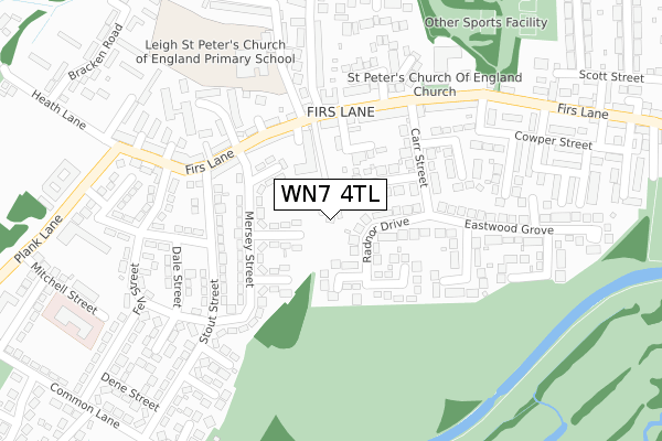 WN7 4TL map - large scale - OS Open Zoomstack (Ordnance Survey)